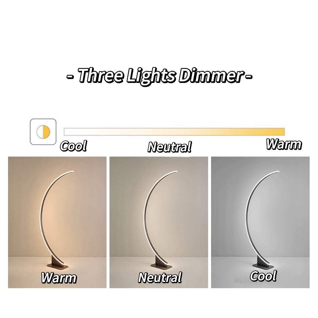 Arc Half Moon Floor Lamp Built in 3 Lights Dimmer